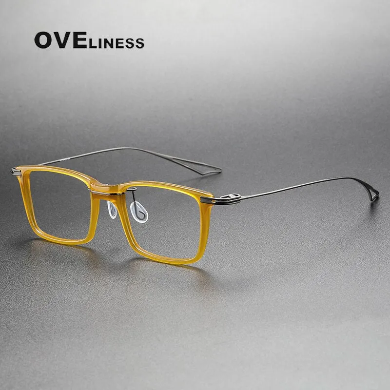 Oveliness Unisex Full Rim Square Acetate Titanium Eyeglasses Act-Seven