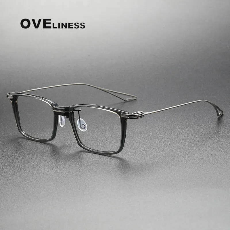 Oveliness Unisex Full Rim Square Acetate Titanium Eyeglasses Act-Seven