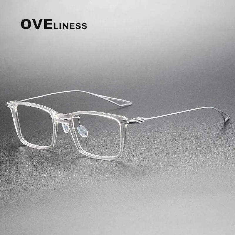 Oveliness Unisex Full Rim Square Acetate Titanium Eyeglasses Act-Seven