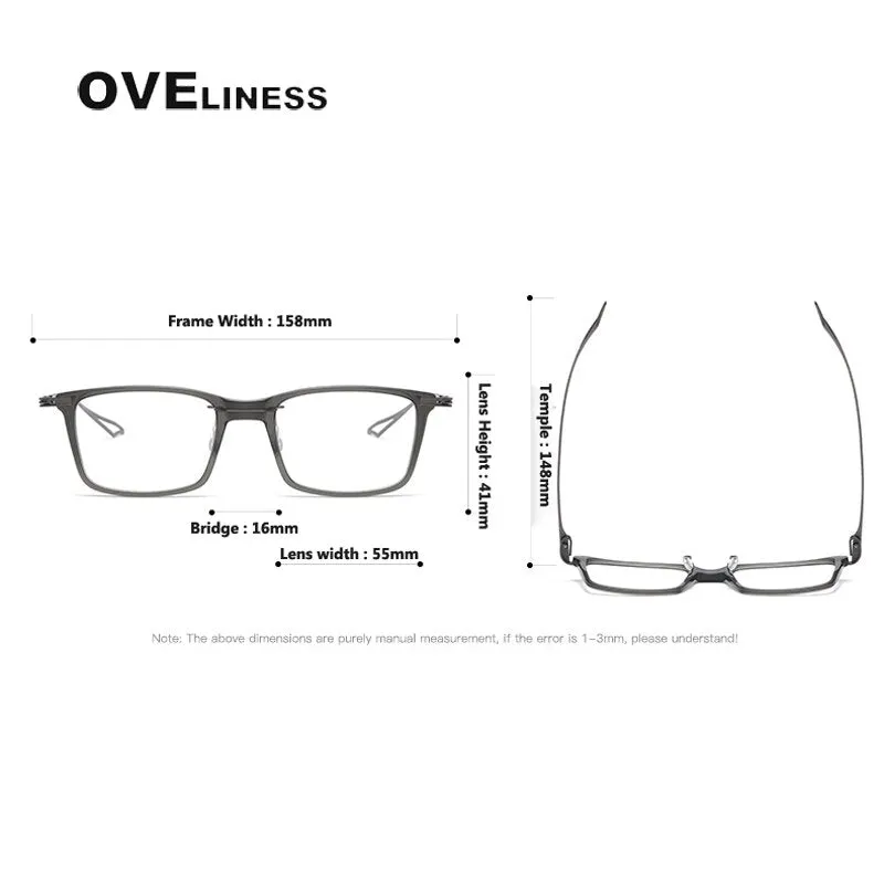 Oveliness Unisex Full Rim Square Acetate Titanium Eyeglasses Act-Seven