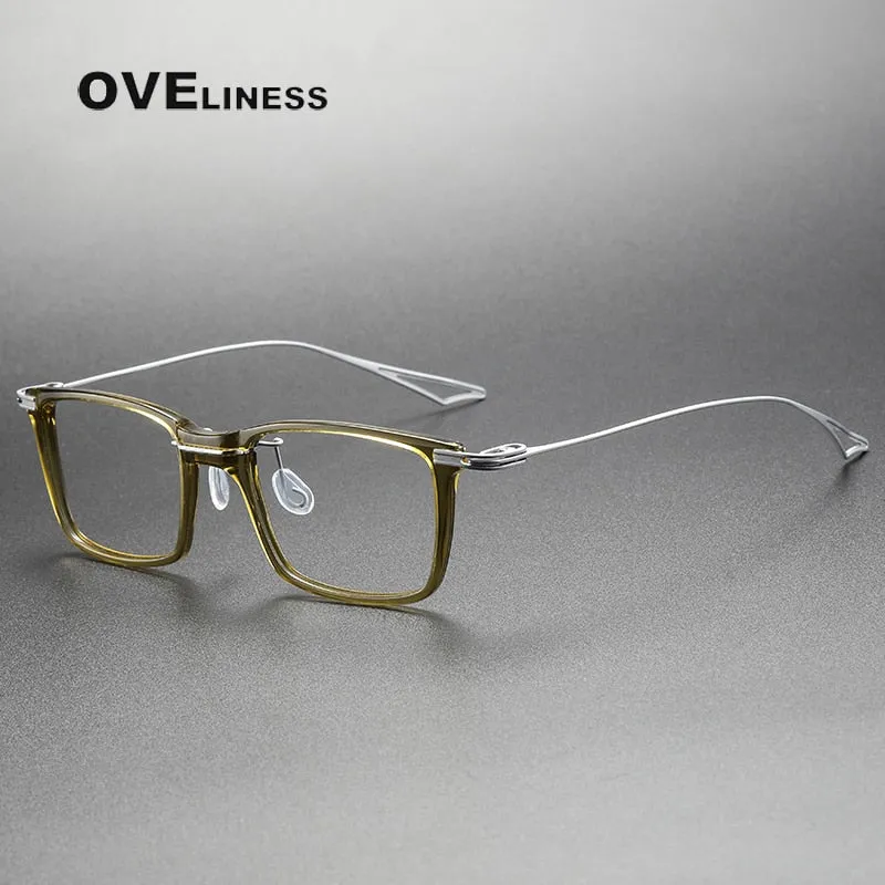Oveliness Unisex Full Rim Square Acetate Titanium Eyeglasses Act-Seven