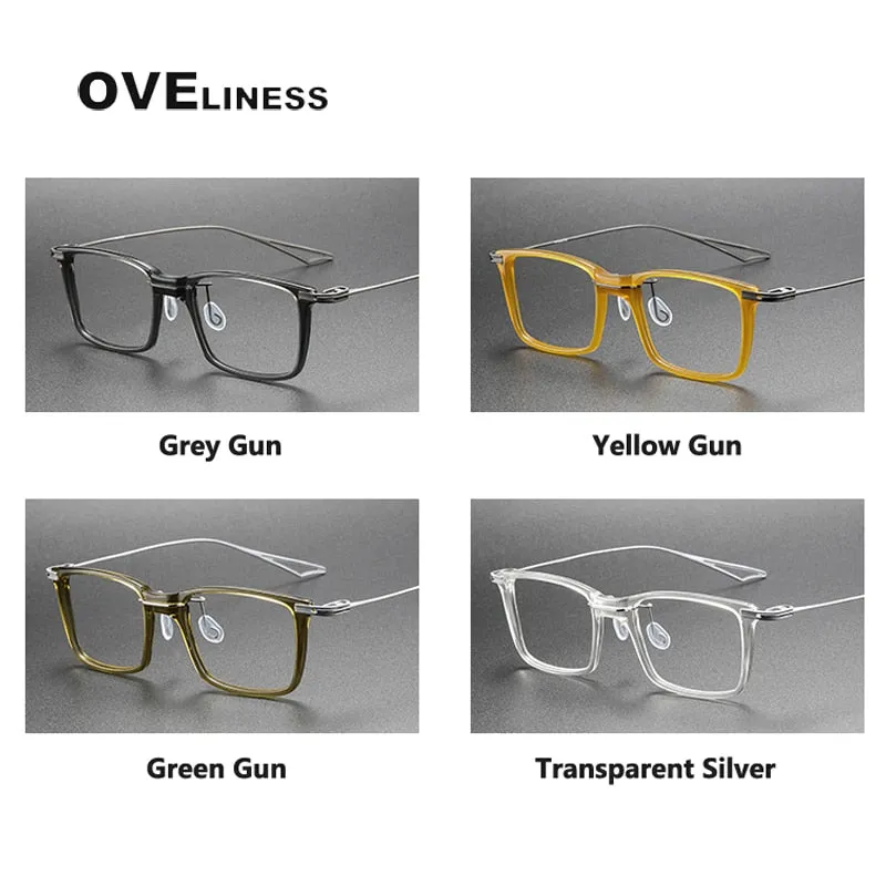 Oveliness Unisex Full Rim Square Acetate Titanium Eyeglasses Act-Seven
