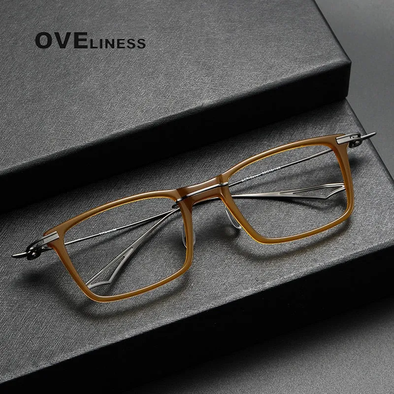 Oveliness Unisex Full Rim Square Acetate Titanium Eyeglasses Act-Seven