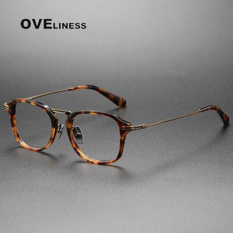 Oveliness Unisex Full Rim Square Acetate Titanium Eyeglasses Dtx413