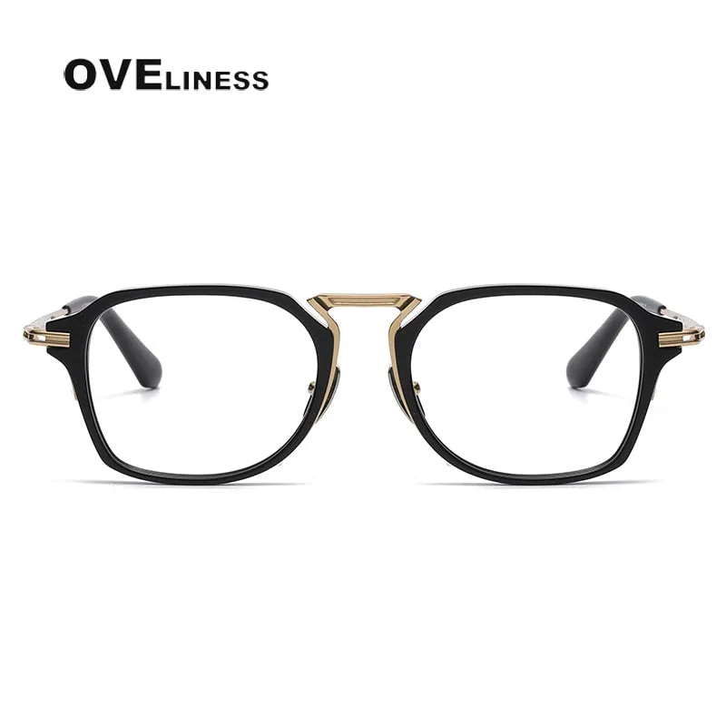 Oveliness Unisex Full Rim Square Acetate Titanium Eyeglasses Dtx413