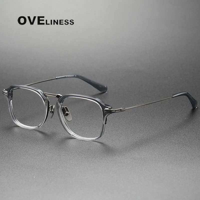 Oveliness Unisex Full Rim Square Acetate Titanium Eyeglasses Dtx413