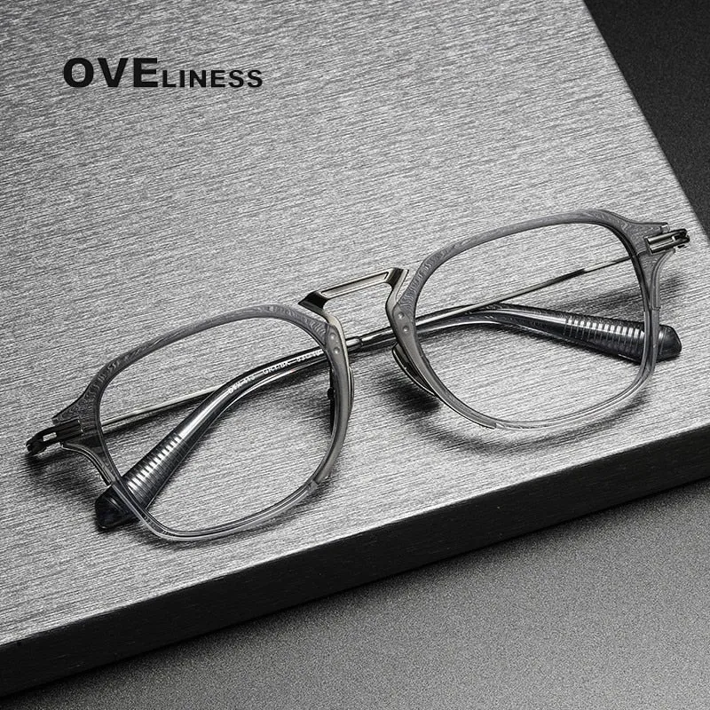 Oveliness Unisex Full Rim Square Acetate Titanium Eyeglasses Dtx413