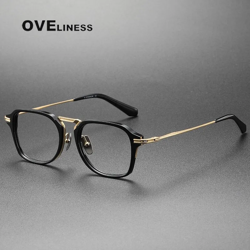 Oveliness Unisex Full Rim Square Acetate Titanium Eyeglasses Dtx413