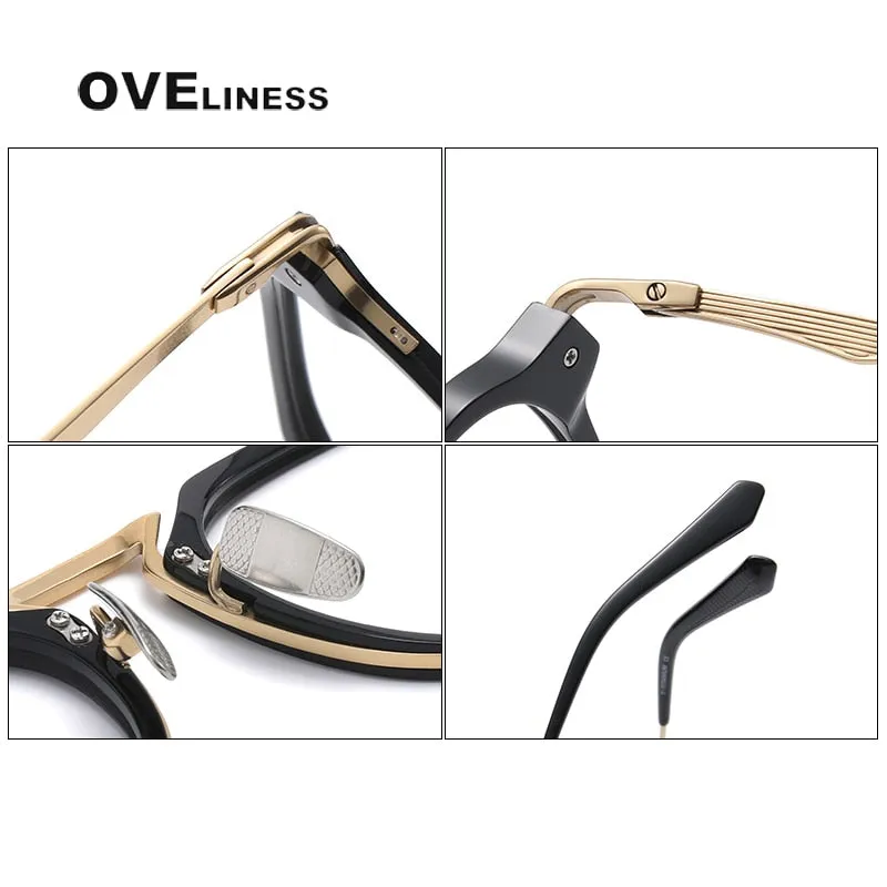 Oveliness Unisex Full Rim Square Acetate Titanium Eyeglasses Dtx413