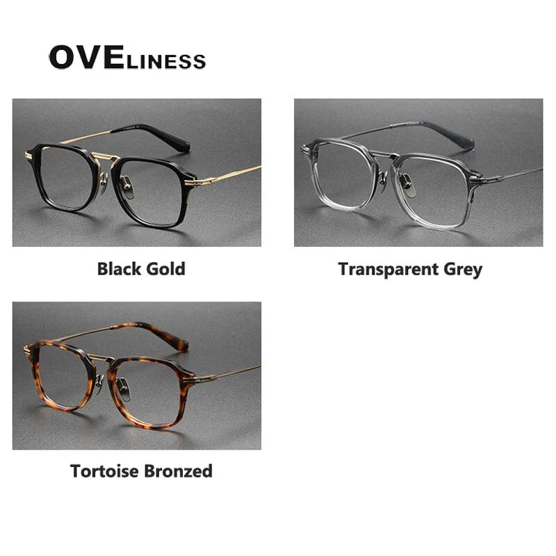 Oveliness Unisex Full Rim Square Acetate Titanium Eyeglasses Dtx413