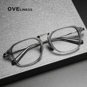 Oveliness Unisex Full Rim Square Acetate Titanium Eyeglasses Dtx413