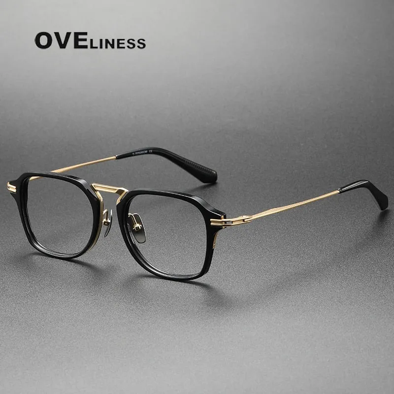 Oveliness Unisex Full Rim Square Acetate Titanium Eyeglasses Dtx413