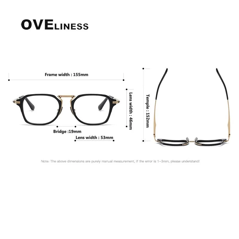 Oveliness Unisex Full Rim Square Acetate Titanium Eyeglasses Dtx413