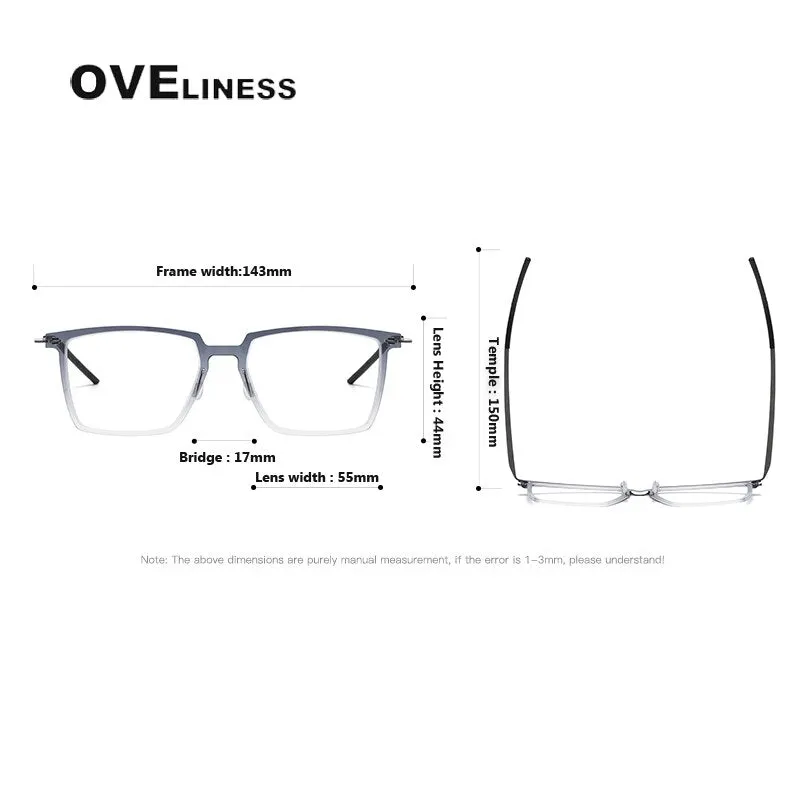 Oveliness Unisex Full Rim Square Acetate Titanium Eyeglasses