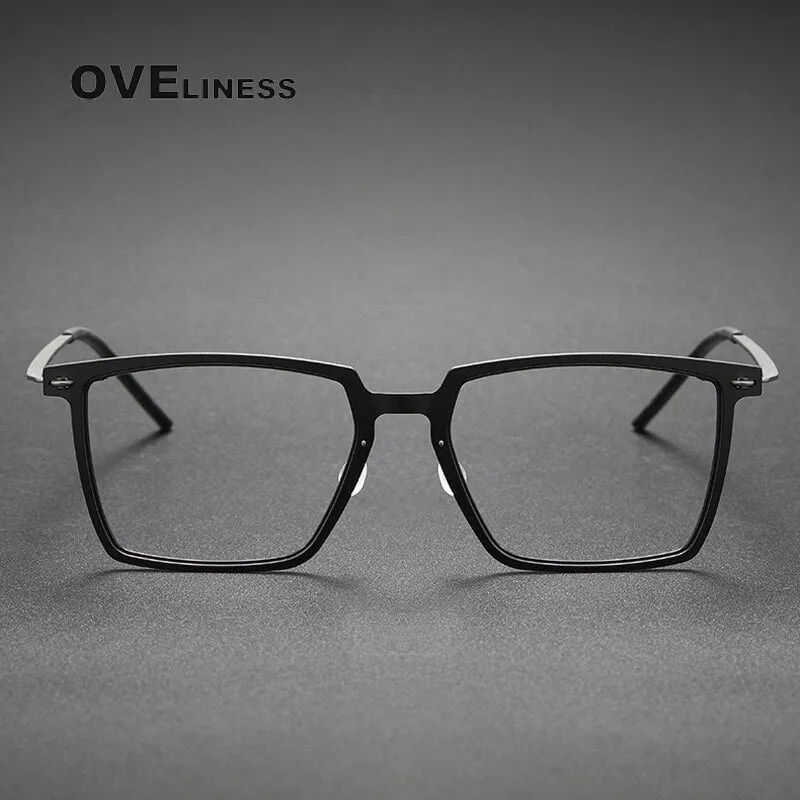 Oveliness Unisex Full Rim Square Acetate Titanium Eyeglasses