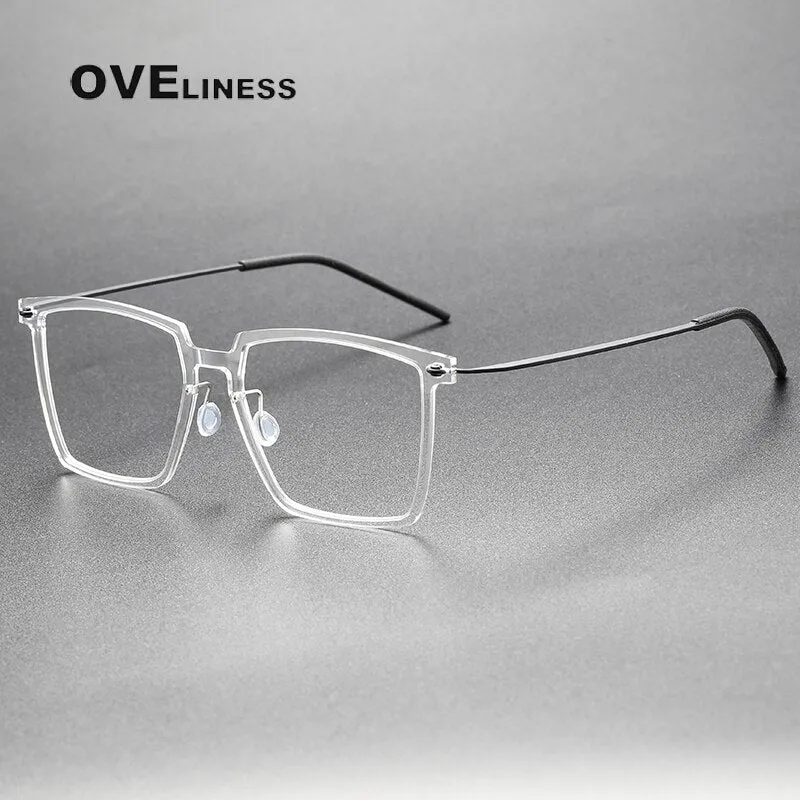 Oveliness Unisex Full Rim Square Acetate Titanium Eyeglasses