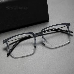 Oveliness Unisex Full Rim Square Acetate Titanium Eyeglasses