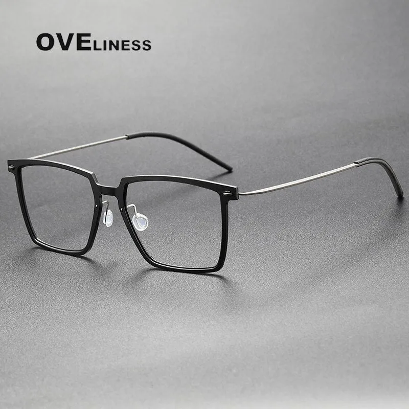 Oveliness Unisex Full Rim Square Acetate Titanium Eyeglasses