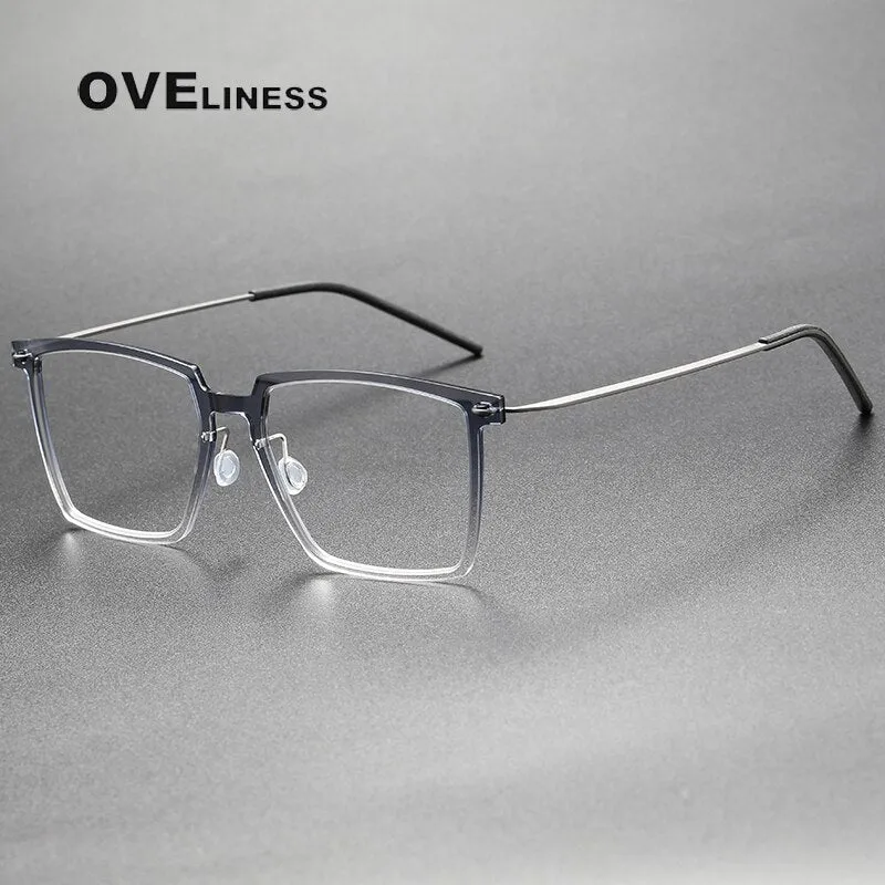 Oveliness Unisex Full Rim Square Acetate Titanium Eyeglasses