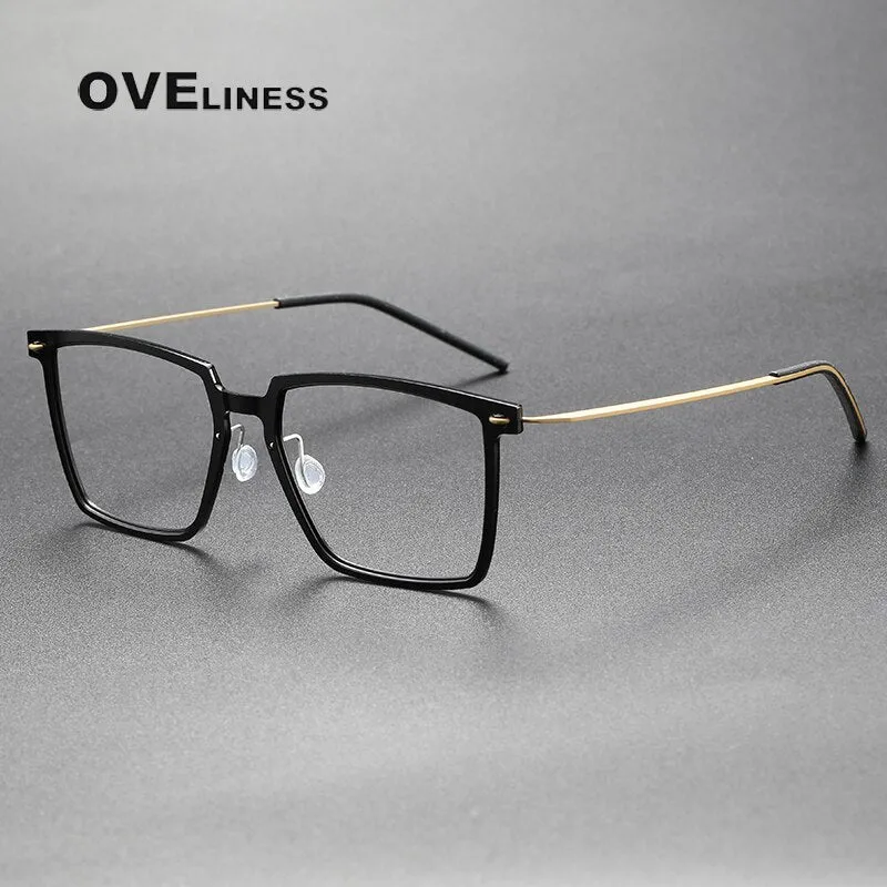Oveliness Unisex Full Rim Square Acetate Titanium Eyeglasses