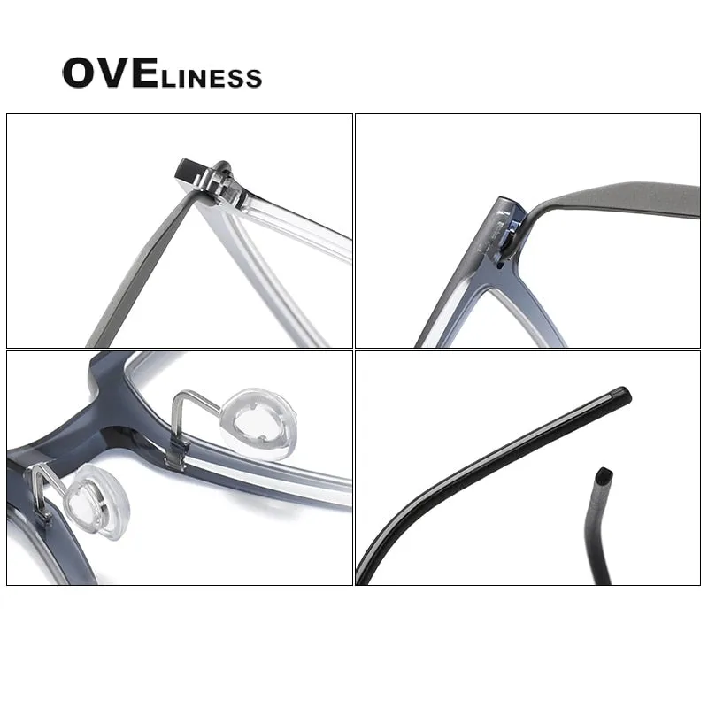 Oveliness Unisex Full Rim Square Acetate Titanium Eyeglasses