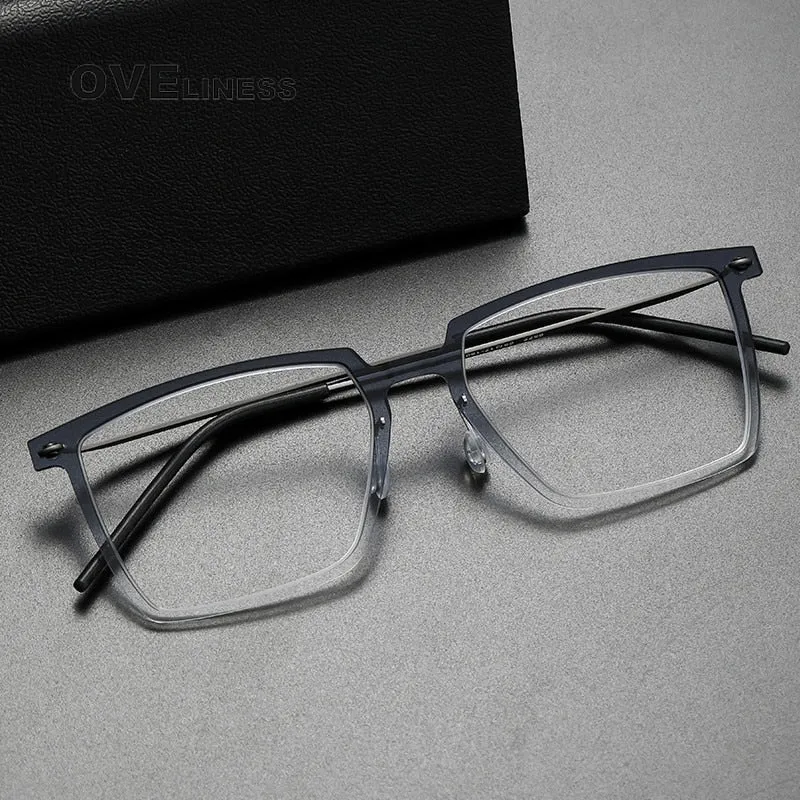 Oveliness Unisex Full Rim Square Acetate Titanium Eyeglasses