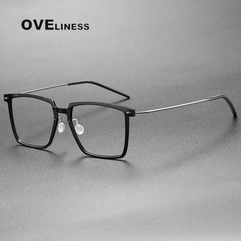 Oveliness Unisex Full Rim Square Acetate Titanium Eyeglasses