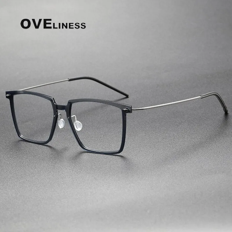 Oveliness Unisex Full Rim Square Acetate Titanium Eyeglasses