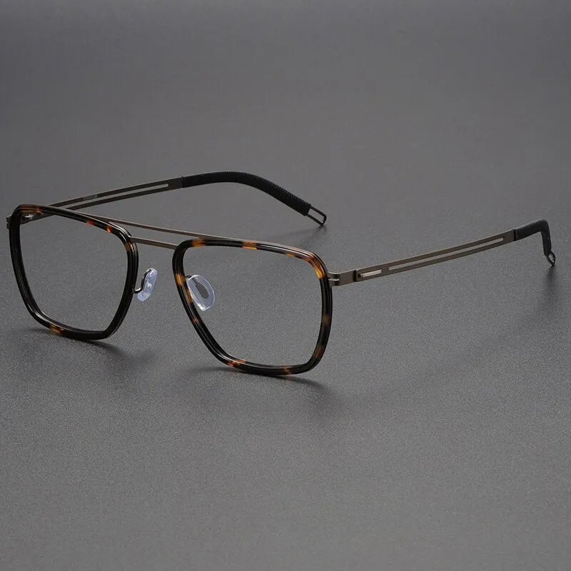 Oveliness Unisex Full Rim Square Double Bridge Titanium Eyeglasses 8202311