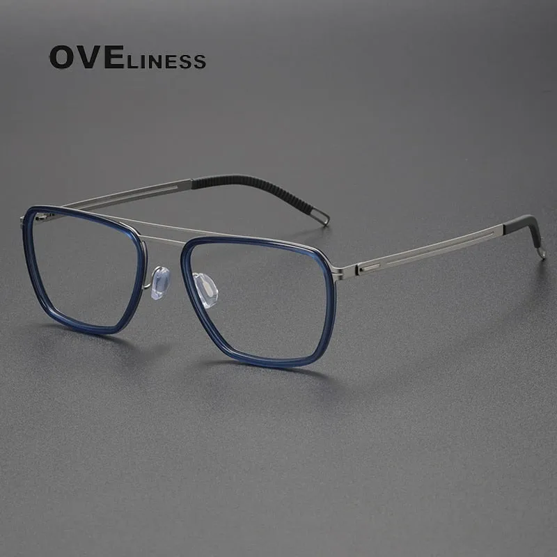 Oveliness Unisex Full Rim Square Double Bridge Titanium Eyeglasses 8202311