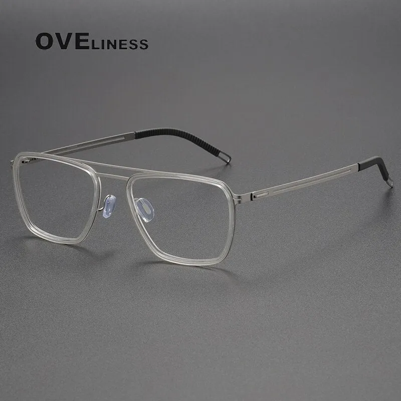 Oveliness Unisex Full Rim Square Double Bridge Titanium Eyeglasses 8202311