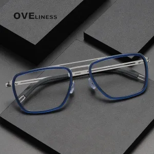 Oveliness Unisex Full Rim Square Double Bridge Titanium Eyeglasses 8202311