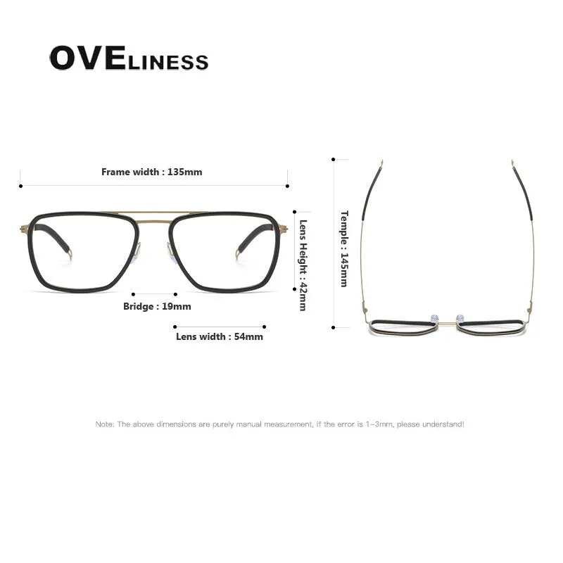 Oveliness Unisex Full Rim Square Double Bridge Titanium Eyeglasses 8202311