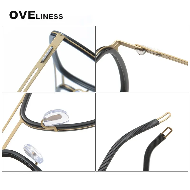 Oveliness Unisex Full Rim Square Double Bridge Titanium Eyeglasses 8202311
