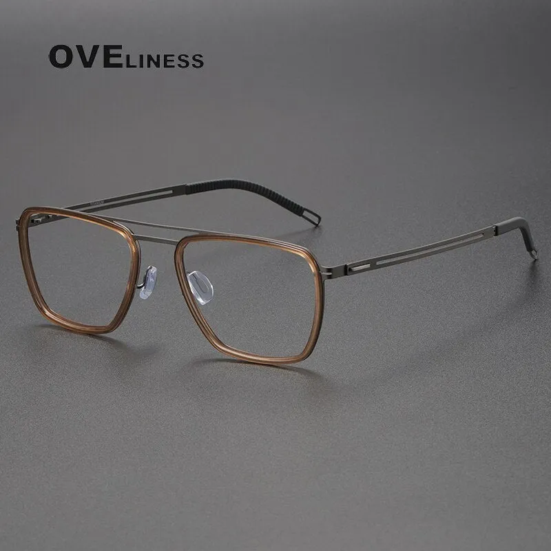 Oveliness Unisex Full Rim Square Double Bridge Titanium Eyeglasses 8202311