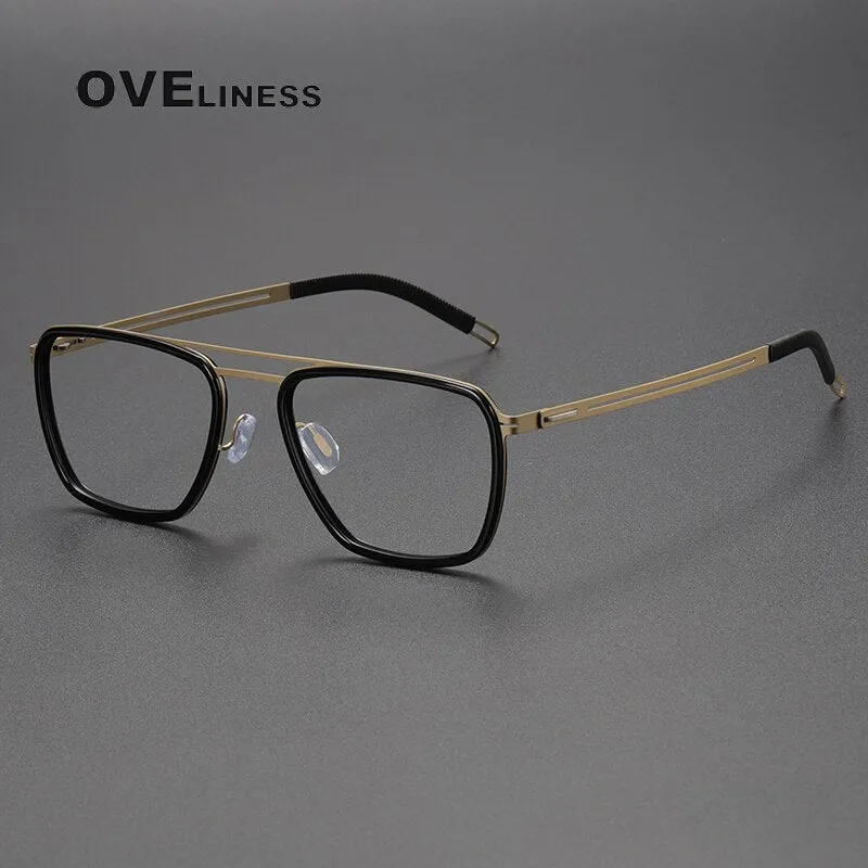 Oveliness Unisex Full Rim Square Double Bridge Titanium Eyeglasses 8202311