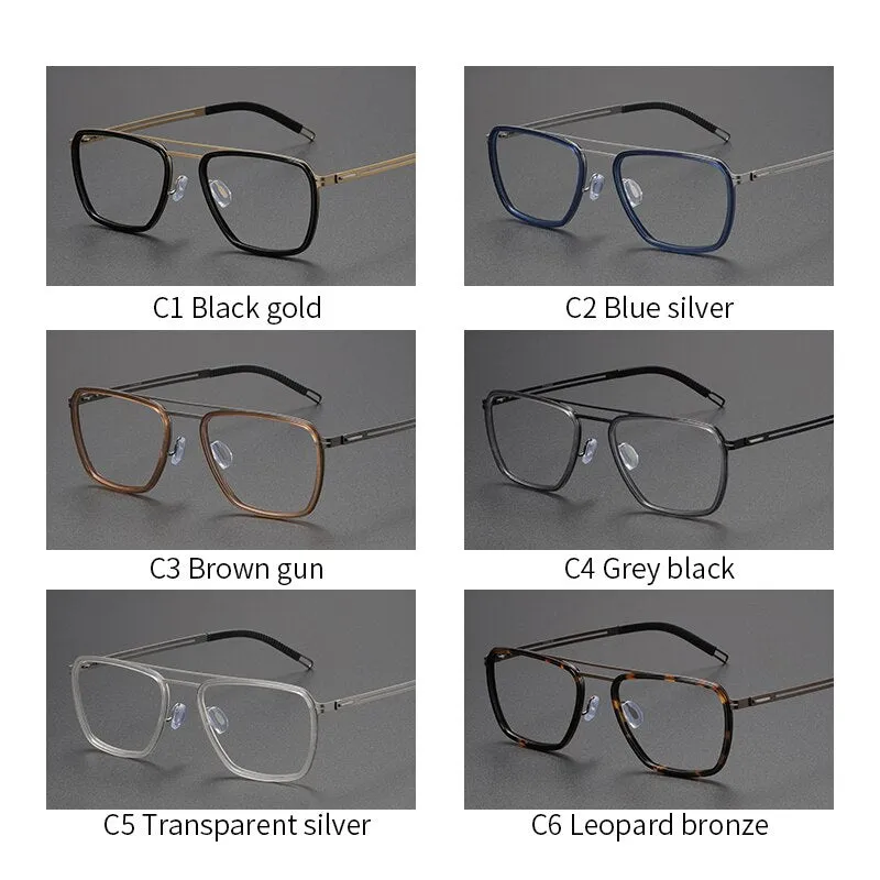Oveliness Unisex Full Rim Square Double Bridge Titanium Eyeglasses 8202311