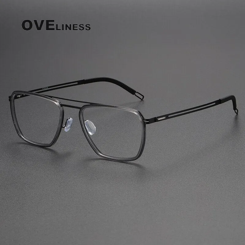 Oveliness Unisex Full Rim Square Double Bridge Titanium Eyeglasses 8202311