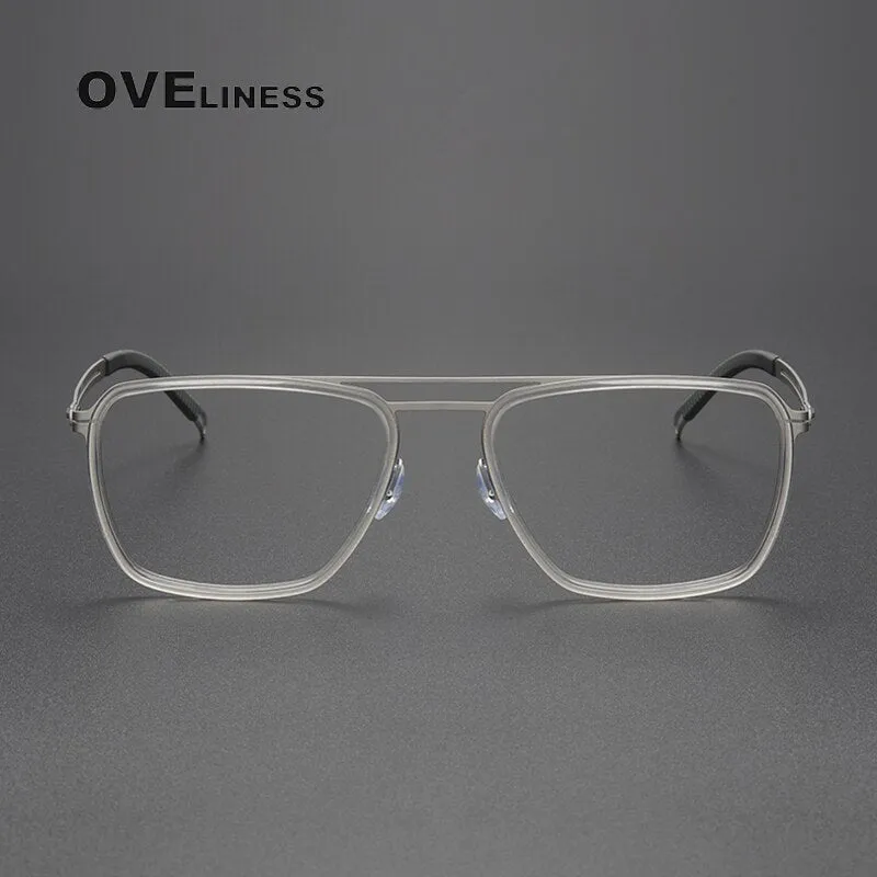 Oveliness Unisex Full Rim Square Double Bridge Titanium Eyeglasses 8202311