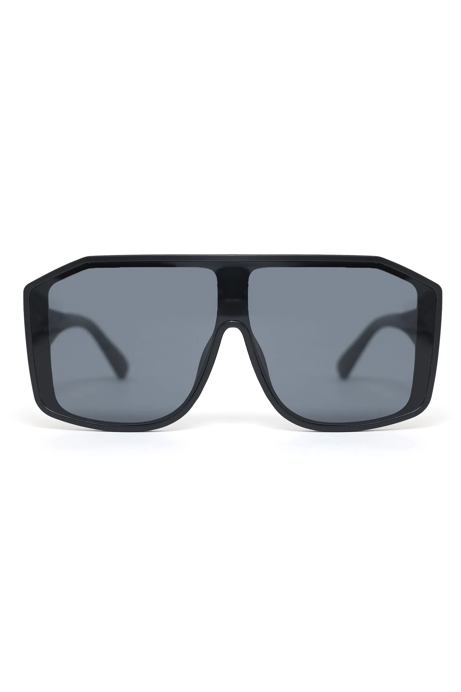 OVERSIZE FUTURISTIC SHIELD SUNGLASSES-BLACK