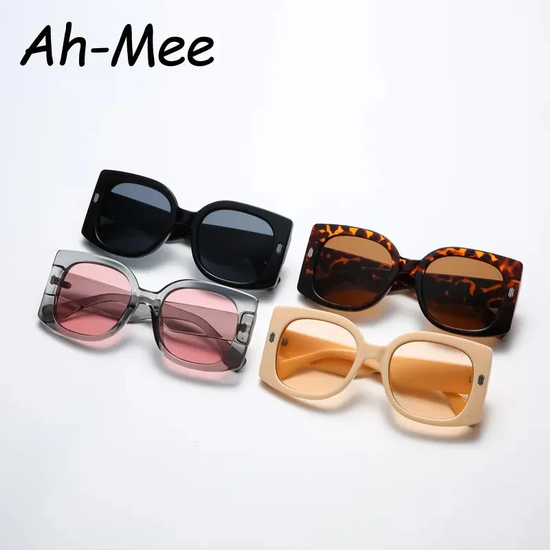 Oversized Cycling Square Sunglasses Women Fashion Retro Gradient Sun Glasses Men Black Big Frame Rivet Eyeglasses Vintage UV400
