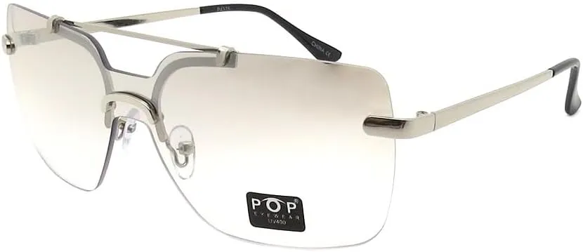 Oversized Flat Top Aviator One Piece Shield Lens Men Women Fashion Sunglasses