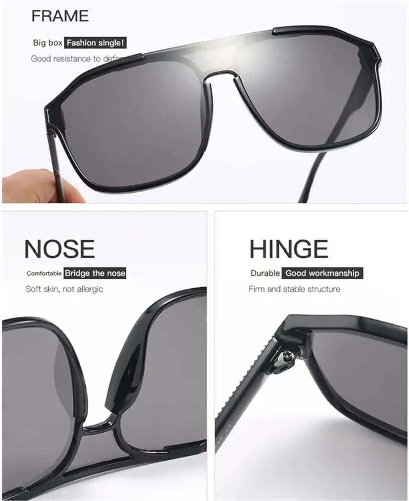 Oversized Sunglasses Men Women Vintage Frame Sun Glasses Flat Top Shades