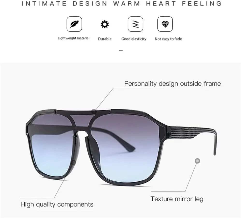 Oversized Sunglasses Men Women Vintage Frame Sun Glasses Flat Top Shades