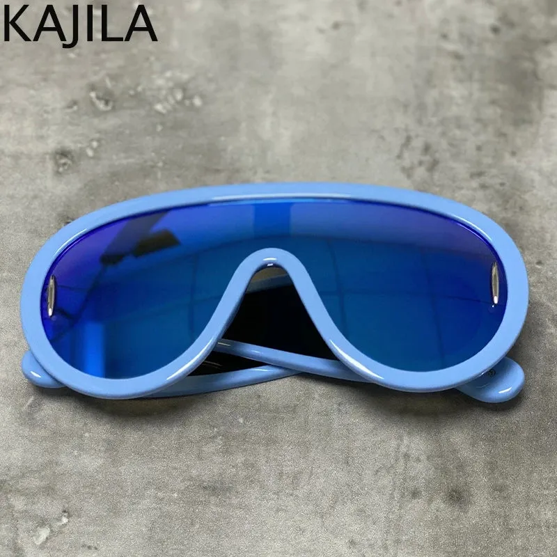 Oversized Wave Mask One-Piece Sunglasses for Women Y2K Style