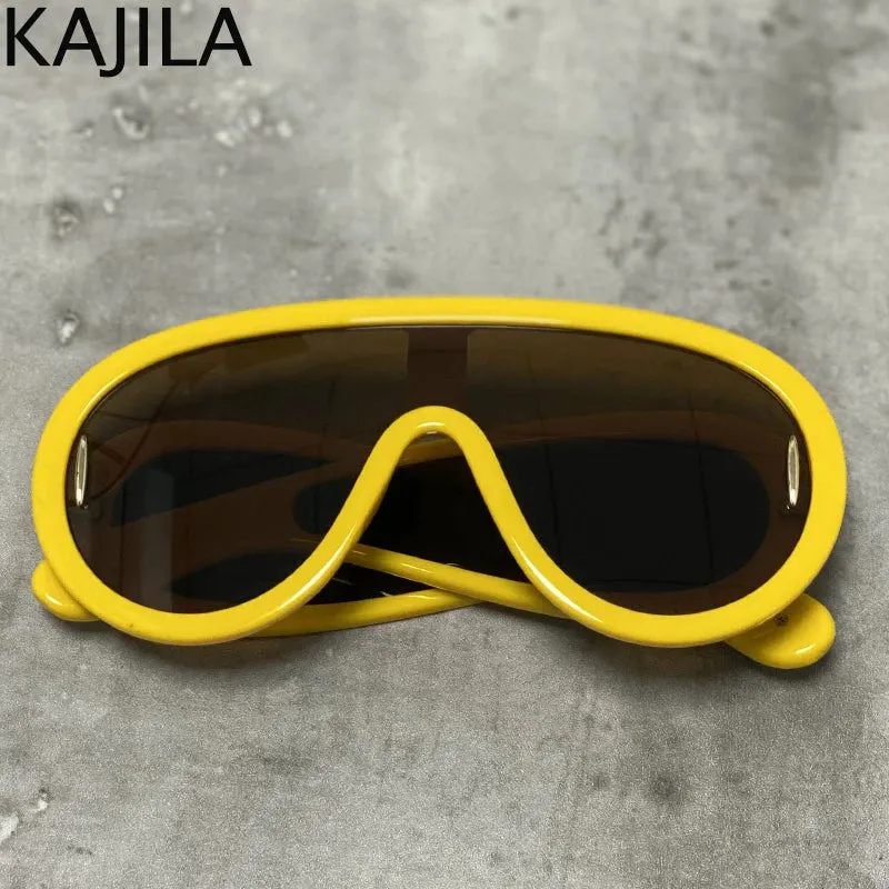 Oversized Wave Mask One-Piece Sunglasses for Women Y2K Style