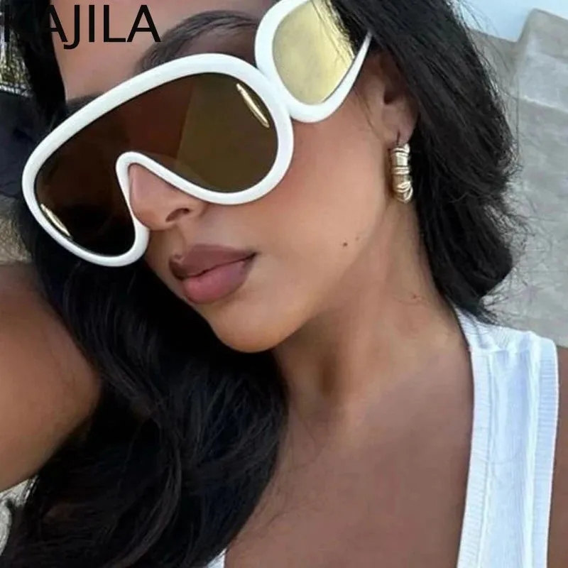 Oversized Wave Mask One-Piece Sunglasses for Women Y2K Style