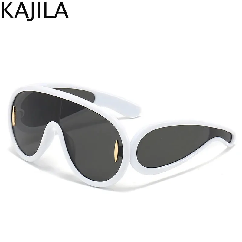 Oversized Wave Mask One-Piece Sunglasses for Women Y2K Style