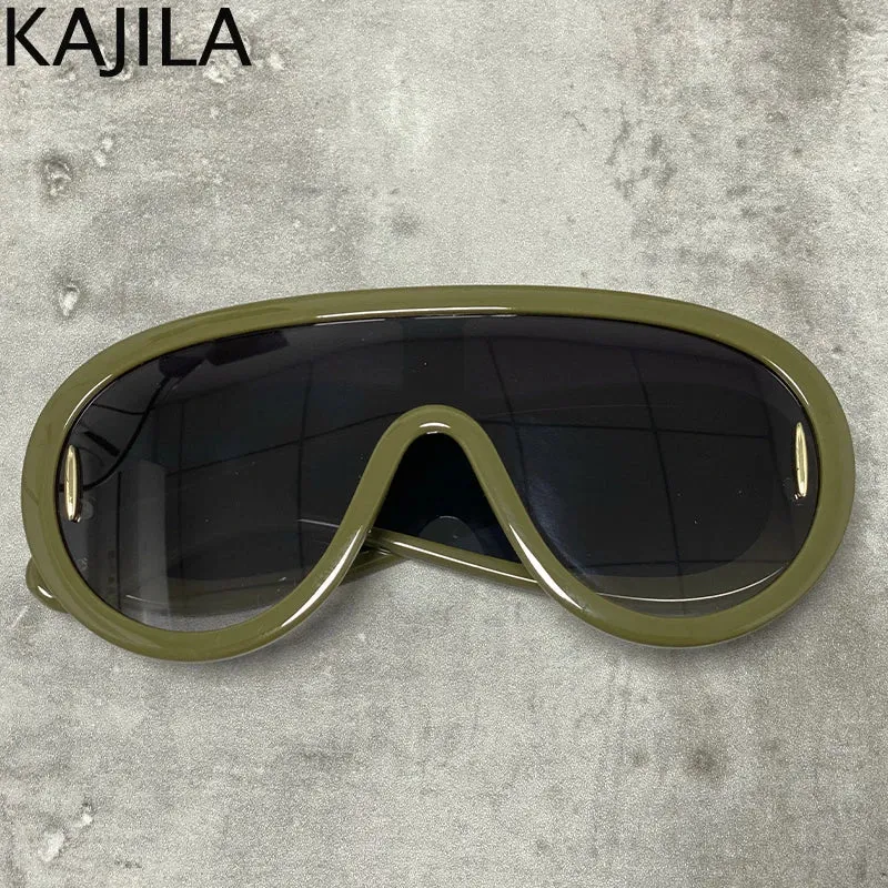 Oversized Wave Mask One-Piece Sunglasses for Women Y2K Style