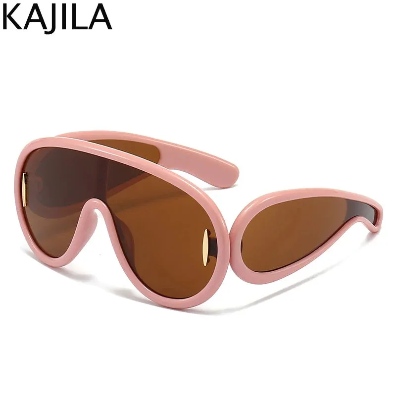 Oversized Wave Mask One-Piece Sunglasses for Women Y2K Style